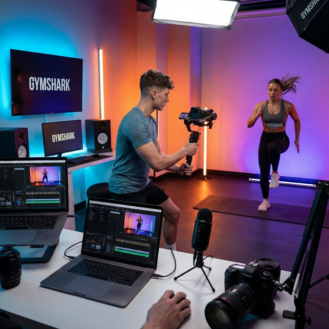 Team of media trainers standing together in a studio